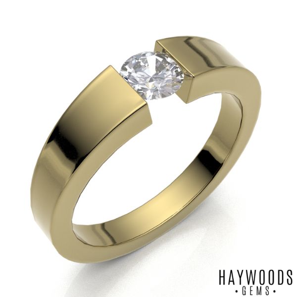 A tension set engagement ring