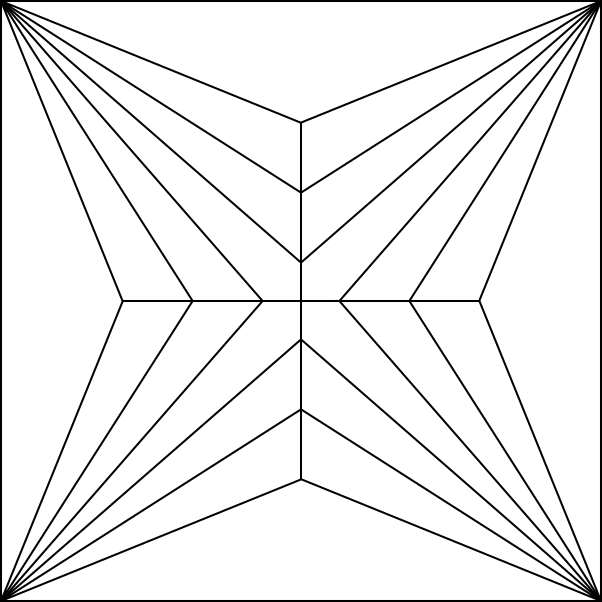 A diagram of a princess cut diamond with 2 chevrons