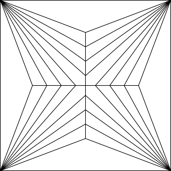 A diagram of a princess cut diamond with 3 chevrons