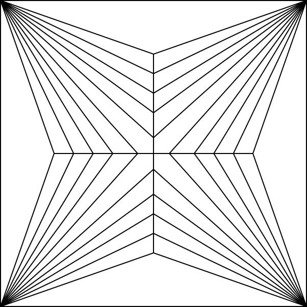 A diagram of a Princess Cut with 4 chevrons